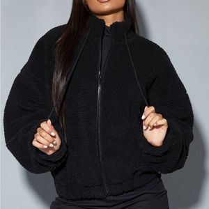 PrettyLittleThing Black Borg Balloon Zip Up Jacket